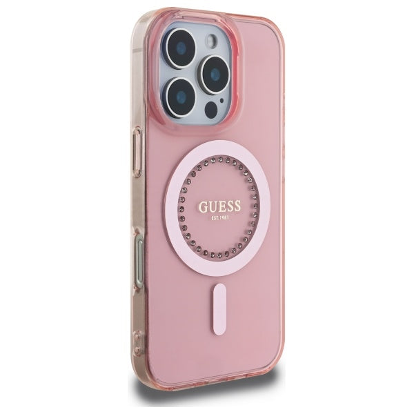 Guess Magsafe “Rhinestones” Hard Case Θήκη προστασίας από σκληρό πλαστικό – iPhone 16 Pro Max (Ροζ – GUHMP16XPFTDTEP)
