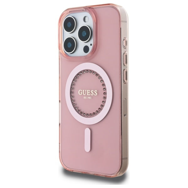 Guess Magsafe “Rhinestones” Hard Case Θήκη προστασίας από σκληρό πλαστικό – iPhone 16 Pro Max (Ροζ – GUHMP16XPFTDTEP)