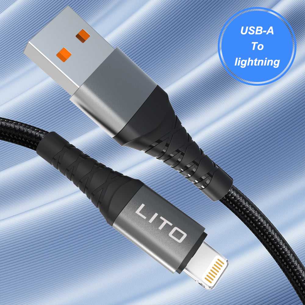 Lito - Data Cable (LD22L) - USB-A to Lightning, Fast Charging, 2.4A, 2m - Black