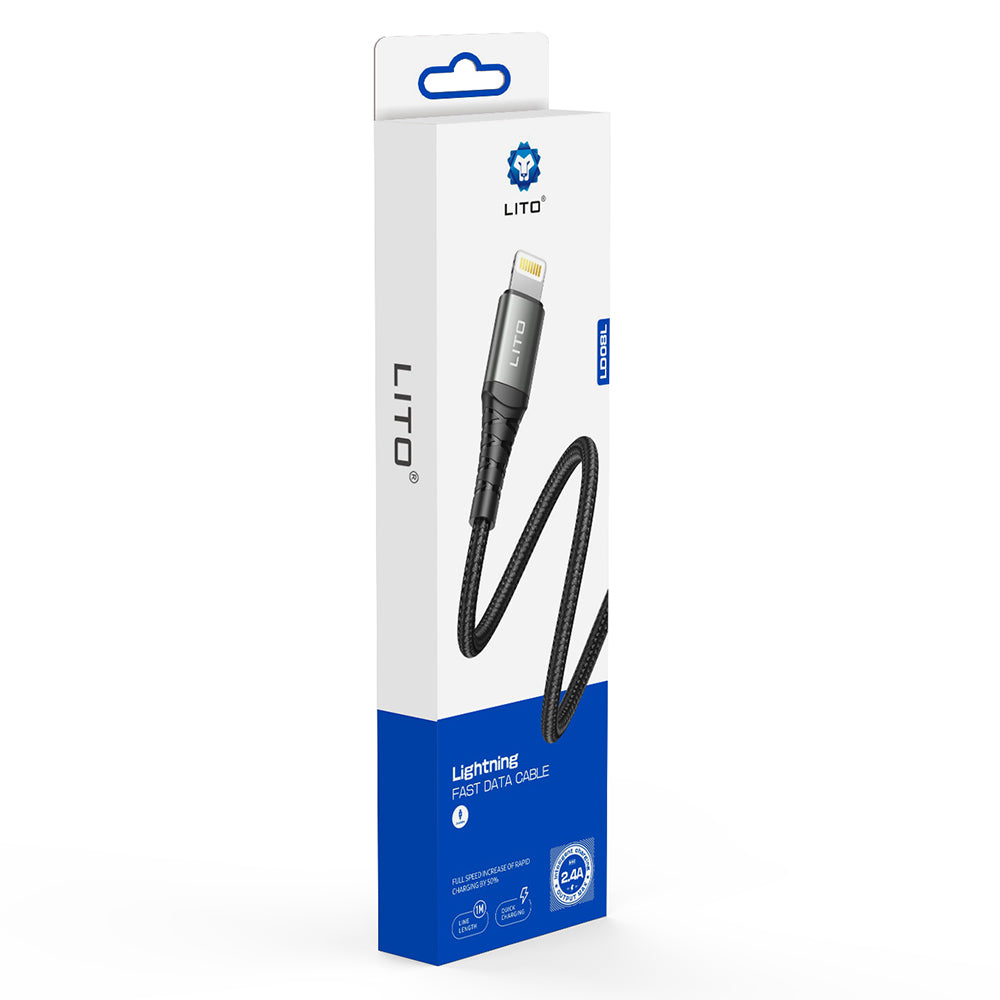 Lito - Data Cable (LD22L) - USB-A to Lightning, Fast Charging, 2.4A, 2m - Black