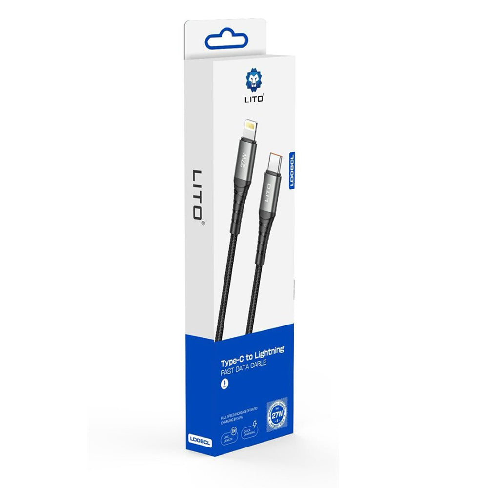 Lito - Data Cable (LD08CL) - Type-C to Lightning, Fast Charging, 27W, 1m - Black