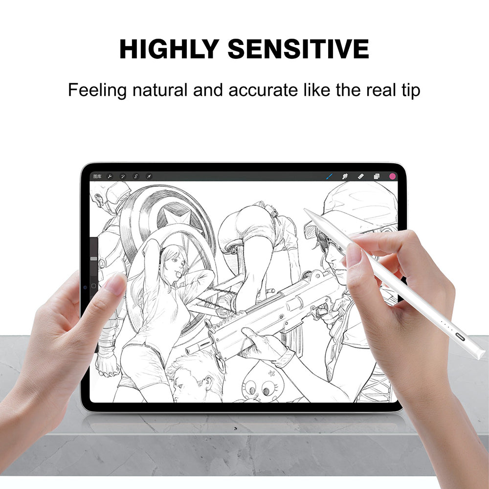 Lito - Stylus Pen (T3) - for Android, iOS, Microsoft, Type-C, Fast Charging, 90mAh, Aluminum Alloy - White