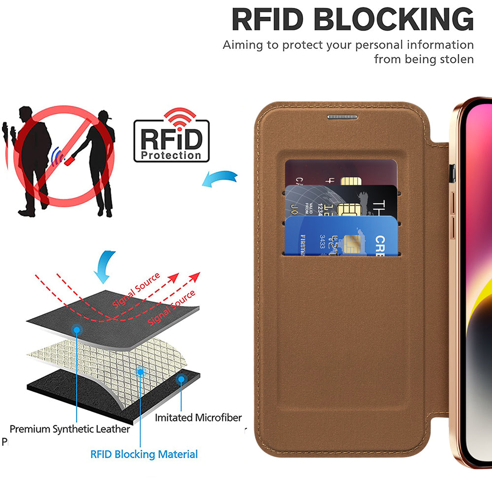 Techsuit - SmartMag Book Case - iPhone 14 Plus - Brown