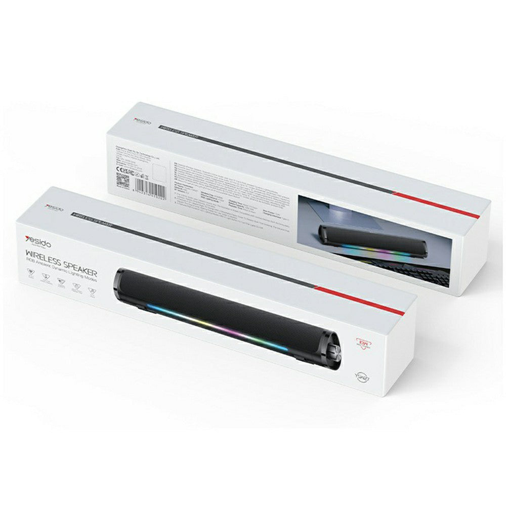 Yesido - Wireless Speaker (YSW27) - Bluetooth 5.3, Audio System Sound Amplifier, RGB Lights, TF, AUX, USB, 1200mAh - Black