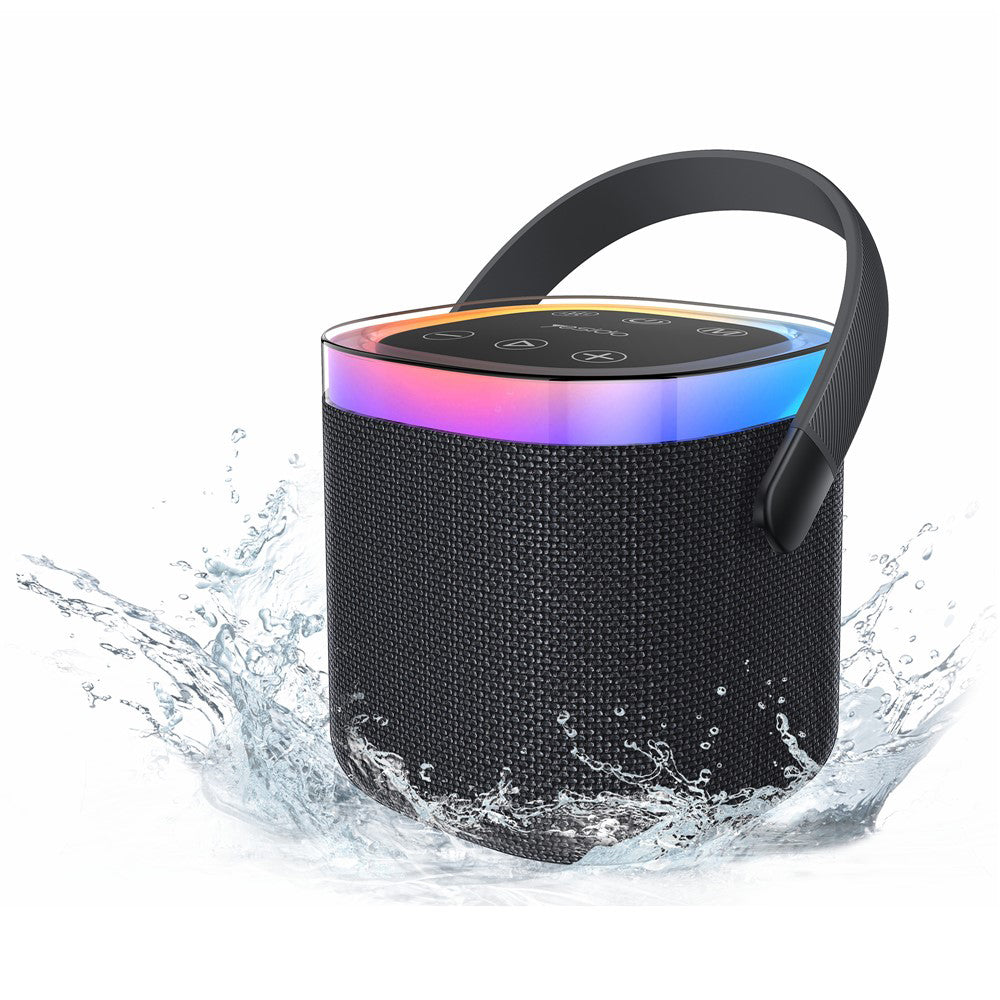 Yesido - Wireless Speaker (YSW25) - Bluetooth 5.3, RGB Lights, IP67 Waterproof, Handle, TF, AUX, USB, Type-C, 1800mAh - Black