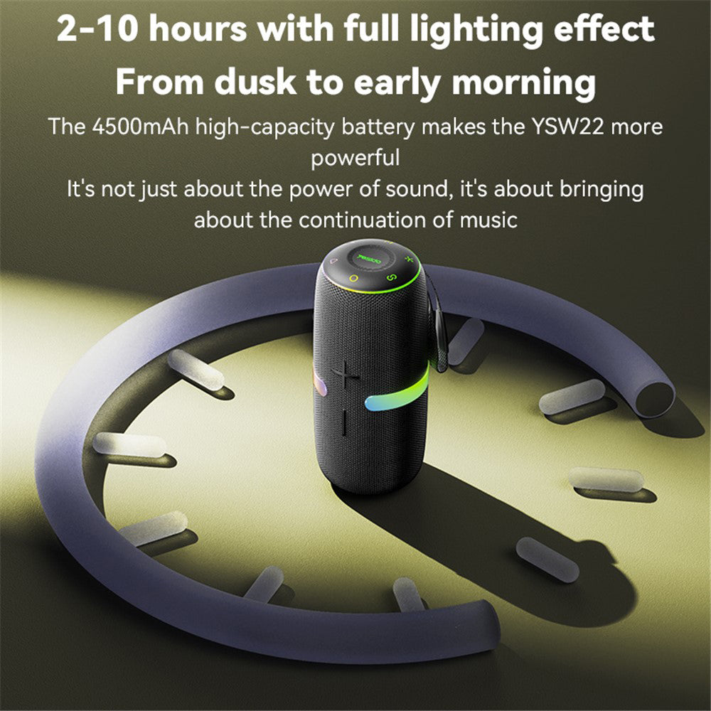 Yesido - Wireless Speaker (YSW22) - Bluetooth 5.3, TWS, RGB Lights, IPX6, Radio FM, TF, AUX, Type-C, 4500mAh, 30W - Black