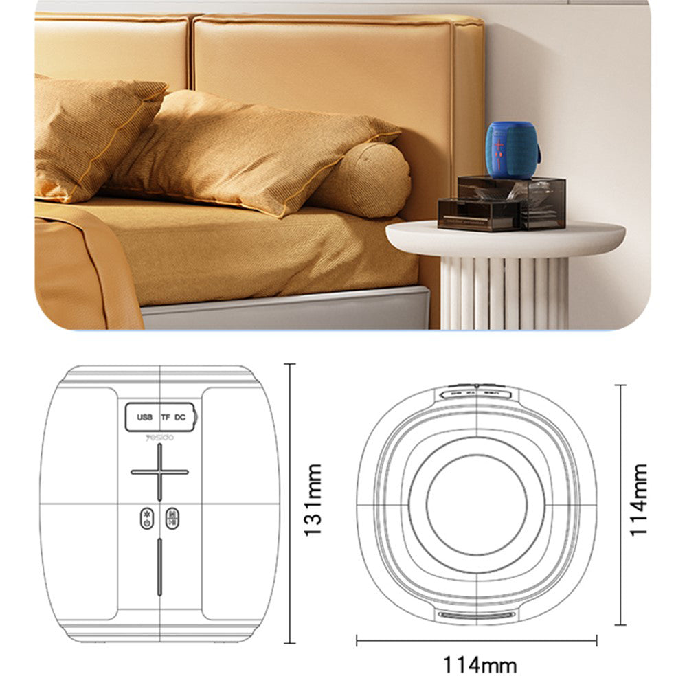 Yesido - Wireless Speaker (YSW14) - Bluetooth 5.1, RGB Lights, Portable, Fabric Texture, TF, USB, DC5V, 1200mAh, 5W - Blue