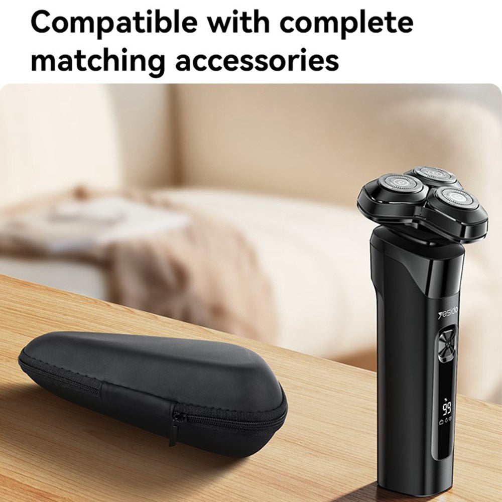 Yesido - Electric Shaver Razor (MG05) - with 3 Floating Cutter Heads, LED Power Display, USB, 9500RPM, 600mAh - Black