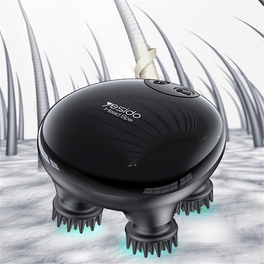 Yesido - Handheld Head Massager (MG04) - with 4 Gear Head Scratcher, Electrical Muscle Stimulation, 1200mAh, 3200RPM - Black