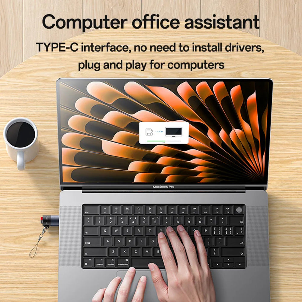 Yesido - Card Reader (GS37) - Type-C, High-speed, Aluminum Alloy, Support 1TB, Plug and Play, TF Card - Black