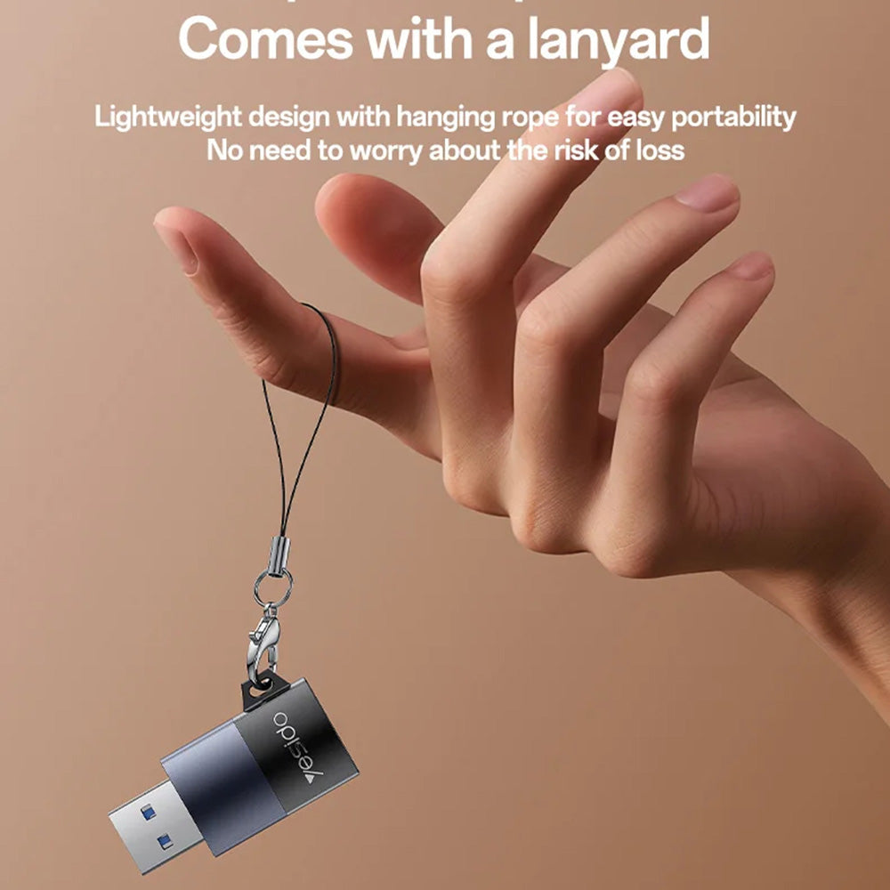 Yesido - Card Reader (GS36) - USB, High-speed, Aluminum Alloy, Support 1TB, Plug and Play, TF Card - Black