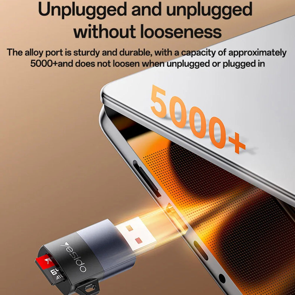 Yesido - Card Reader (GS36) - USB, High-speed, Aluminum Alloy, Support 1TB, Plug and Play, TF Card - Black