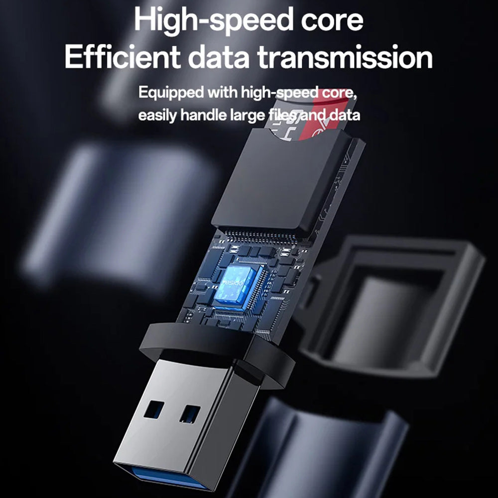 Yesido - Card Reader (GS36) - USB, High-speed, Aluminum Alloy, Support 1TB, Plug and Play, TF Card - Black