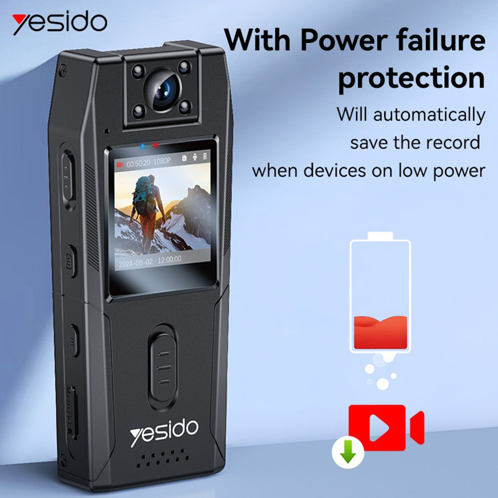 Yesido - Digital Smart Camera (KM25) - 1.3inch Screen, 1920x1080p, 200MP, Night Vision - Black