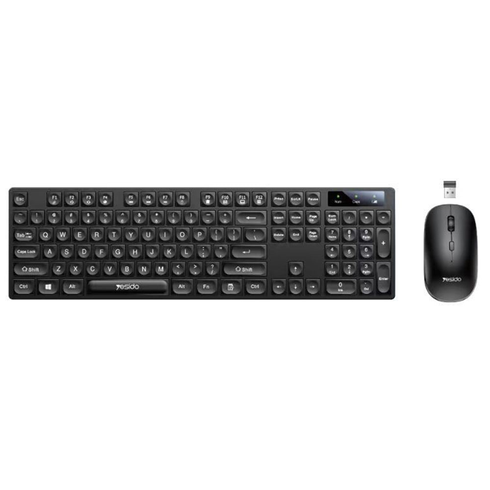 Yesido - Wireless Keyboard and Mouse Set (KB42) - 2.4GHz, 1000DPI, Plug&Play, Smart Chip - Black