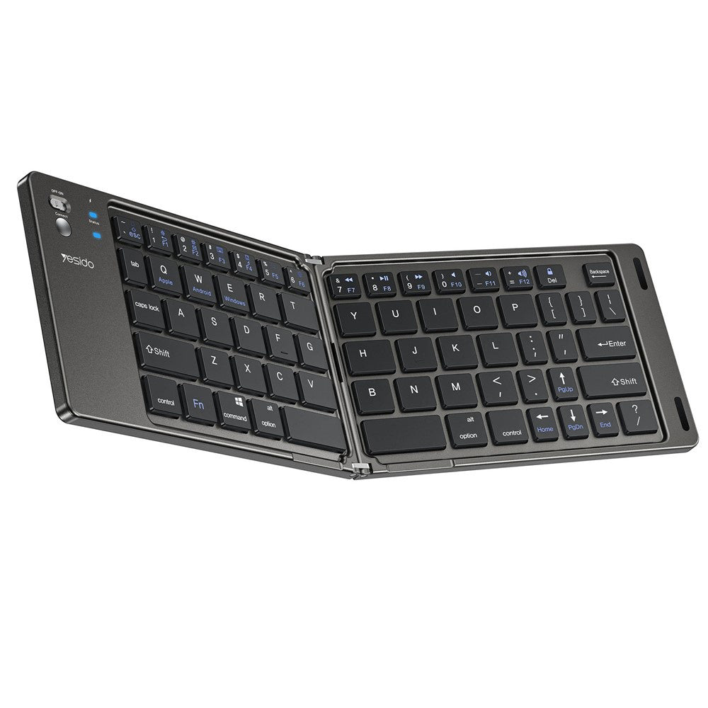 Yesido - Foldable Keyboard (KB27) - Type-C, 150mAh, Bluetooth 5.0, Compact Design, Ultra-Thin - Black