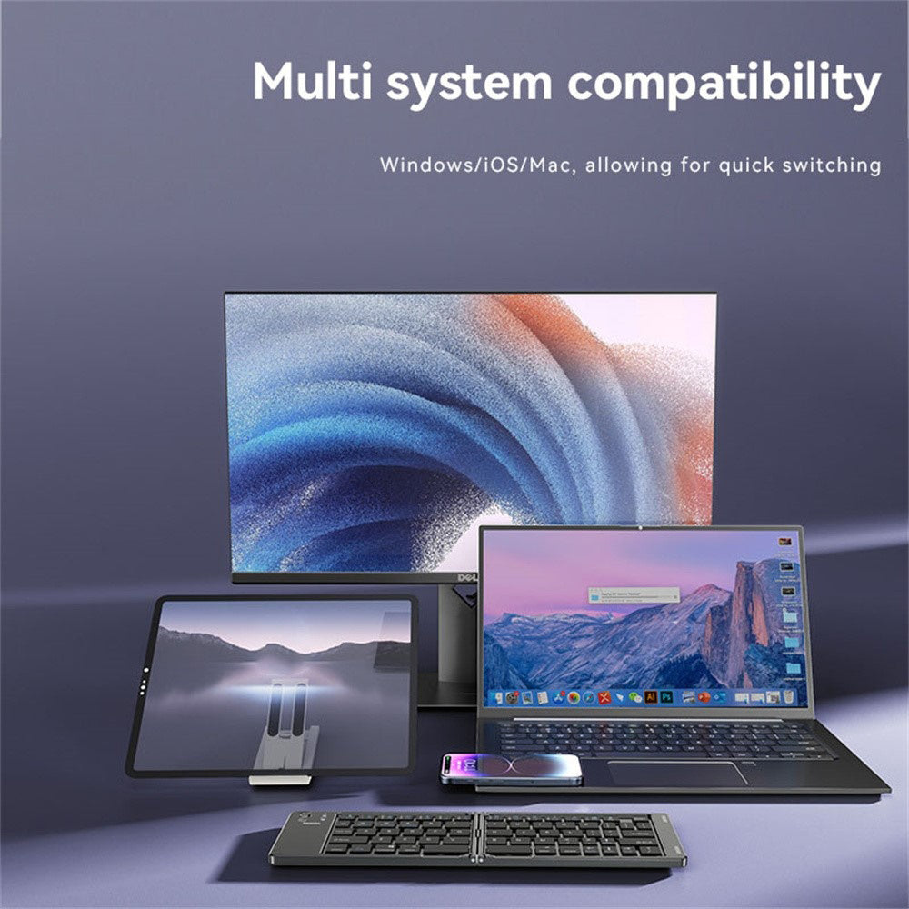 Yesido - Foldable Keyboard (KB27) - Type-C, 150mAh, Bluetooth 5.0, Compact Design, Ultra-Thin - Black