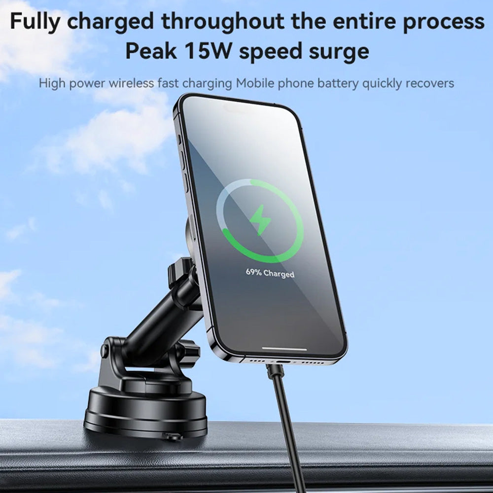Yesido - Car Holder with Wireless Charging (C315) - for Air Outlet/Dashboard, Magnetic, Intelligent Management, 15W - Black