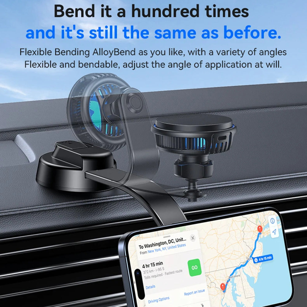Yesido - Car Holder with Wireless Charging (C311) - for Dash, Semiconductor, Powerful Cooling, 2x Ambient Lights, 15W - Black