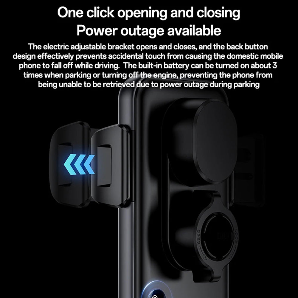 Yesido - Car Holder with Wireless Charging (C307) - for Dasboard, Electric Lock, Transparent Design, Smart Chip, 15W - Black