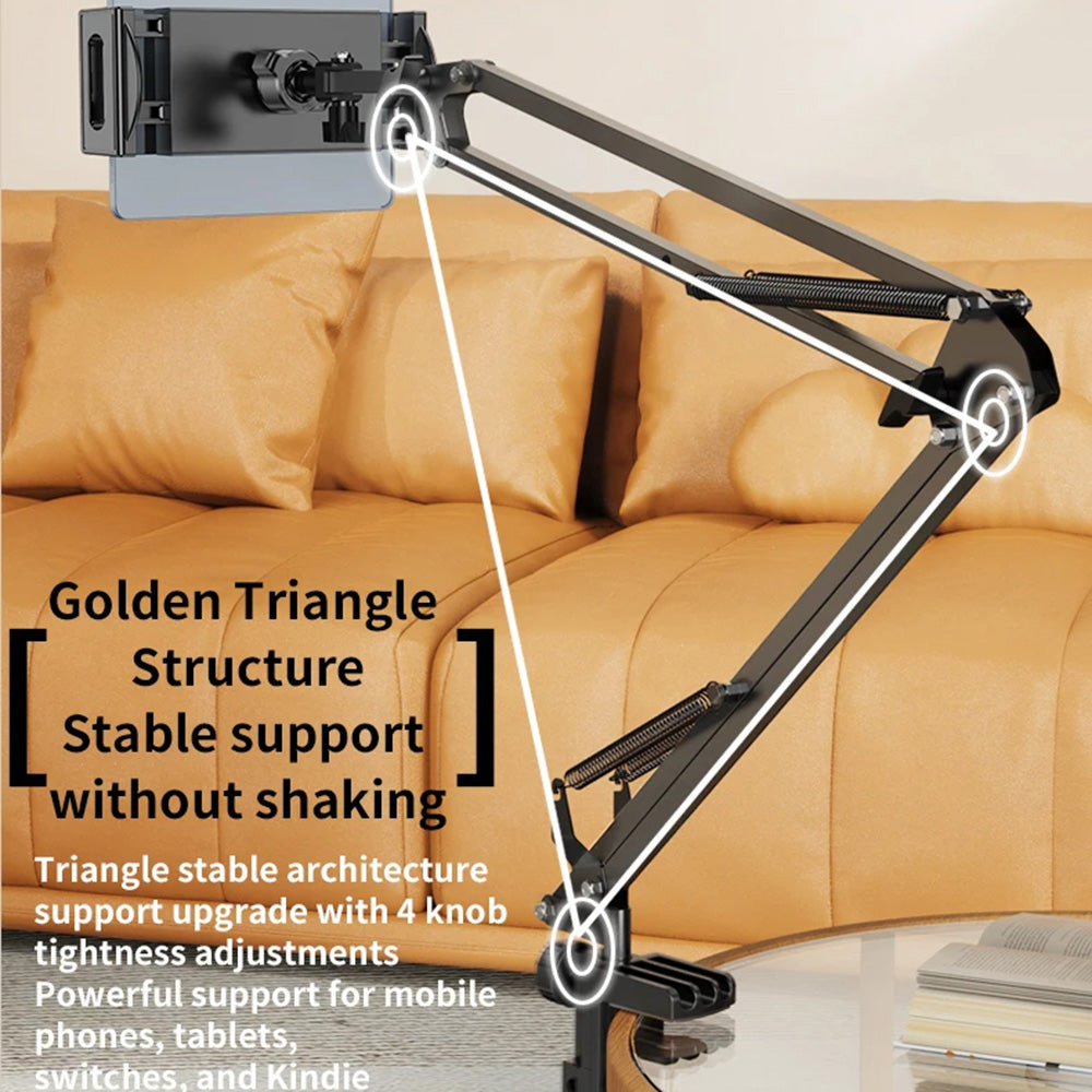 Yesido - Desk Holder (C296) - Lazy Man Stand, for 4 - 12.9inch Devices, Multi-directional Folding Shaft - Black