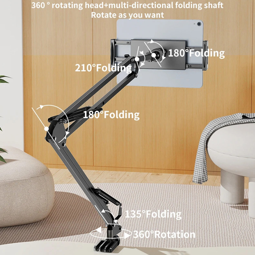 Yesido - Desk Holder (C296) - Lazy Man Stand, for 4 - 12.9inch Devices, Multi-directional Folding Shaft - Black