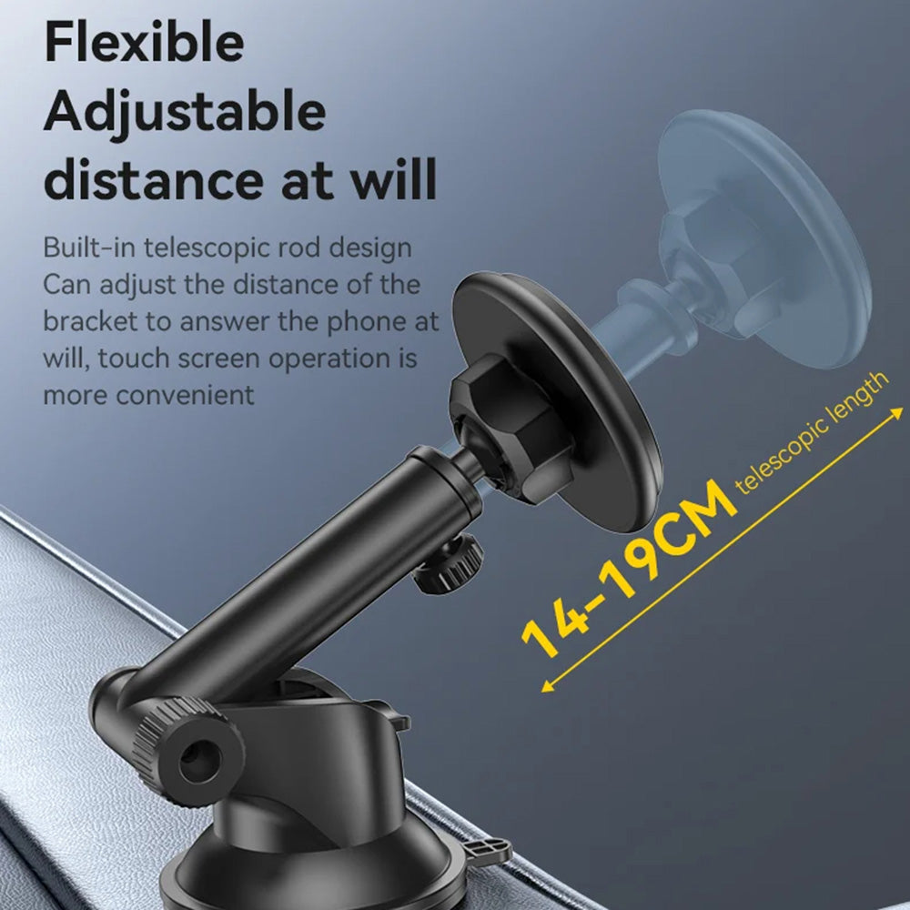 Yesido - Car Holder (C269) - Magnetic, for Dashboard, Bionic Suction Cup, Telescopic Arm, 360, Universal - Black