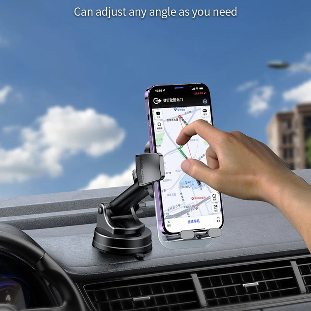 Yesido - Car Holder (C261) - for Dashboard/Windshield, 360°, Anti-slip, Transparent Panel, Telescopic Arm, Auto Clip - Black