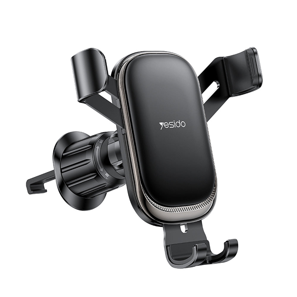 Yesido - Car Holder (C247) - for Air Vent, Mechanical Tight Lock, 360°, Transversal Gravity Mount, 4.7-7.2inch Phone - Black
