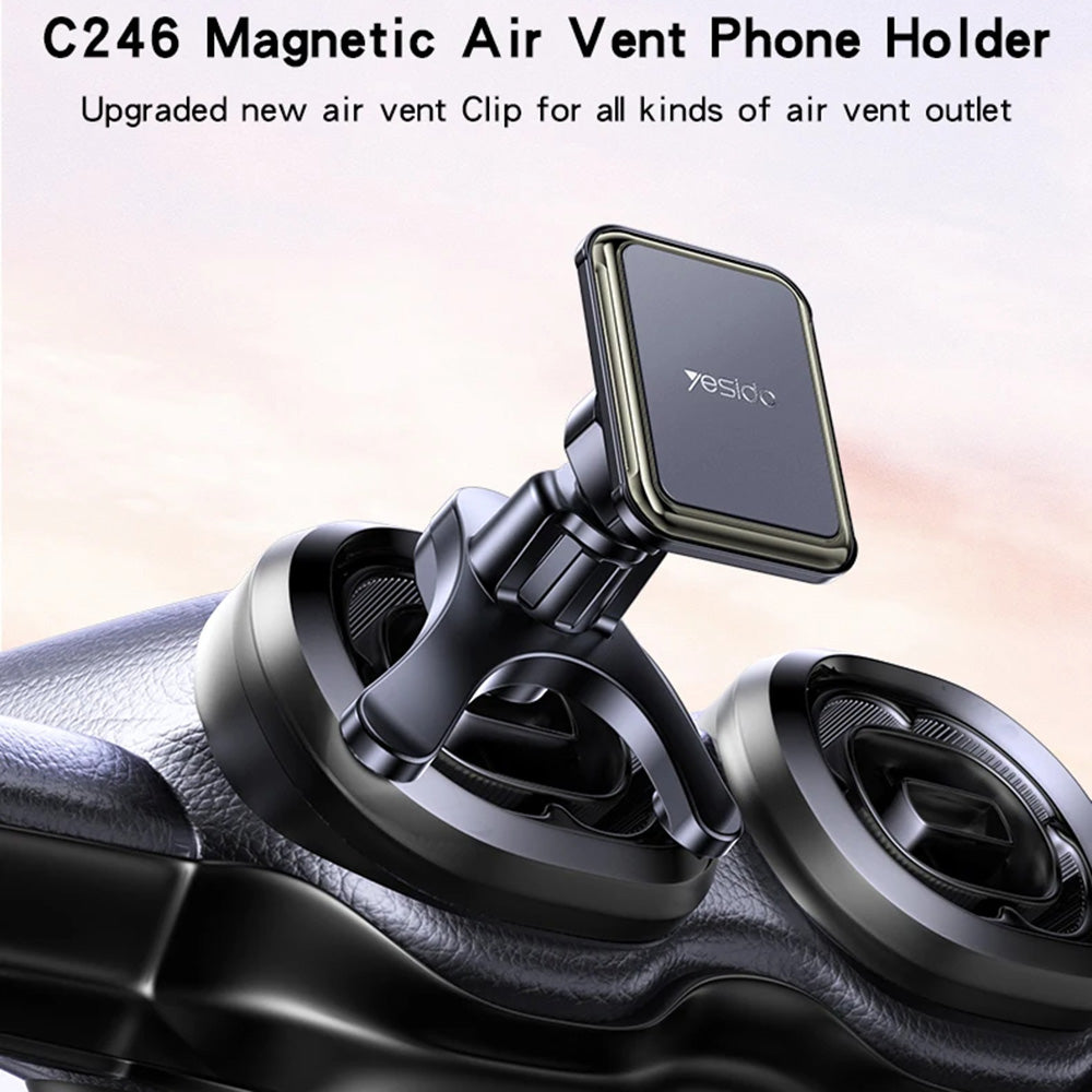 Yesido - Car Holder (C246) - Magnetic, for Air Vent, Upgraded Clip, Free Rotating Angle - Black