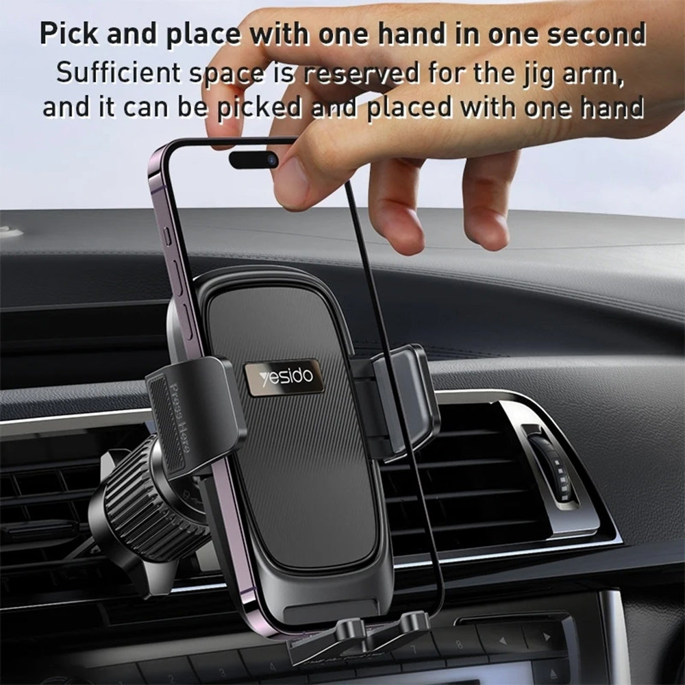 Yesido - Car Holder (C241) - for Air Vent, Balanced Three-Point, 4.7-7.2inch Phones - Black