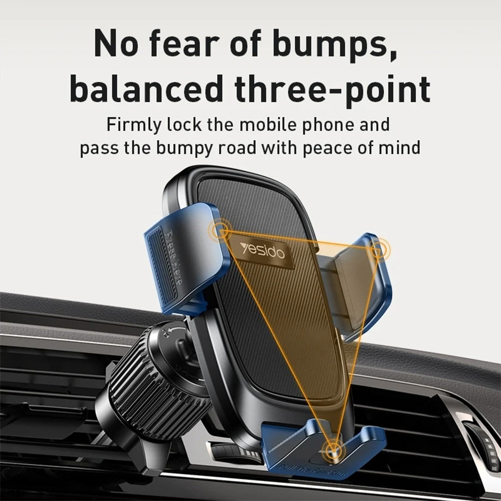 Yesido - Car Holder (C241) - for Air Vent, Balanced Three-Point, 4.7-7.2inch Phones - Black