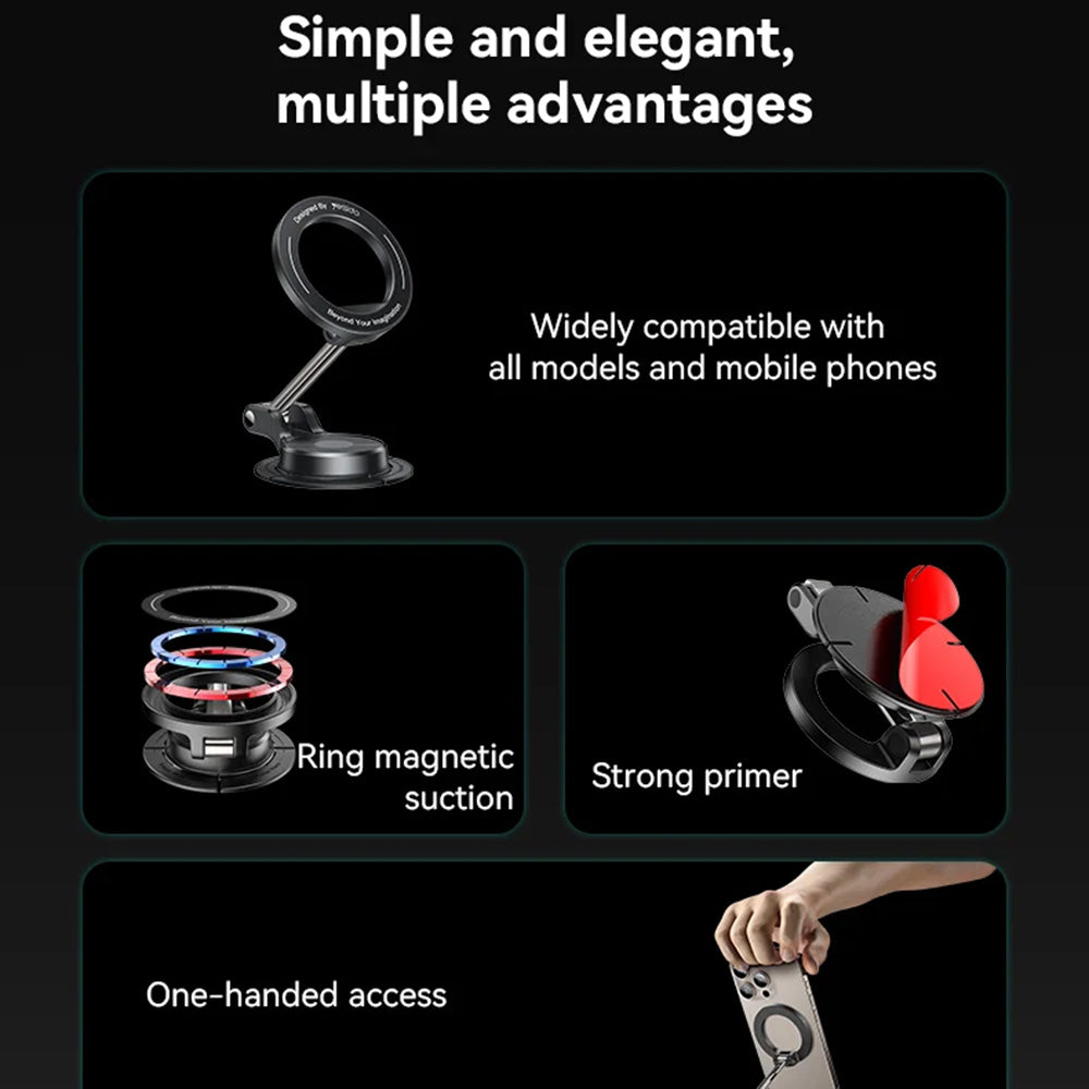 Yesido - Car Holder (C218) - Magnetic, for Dashboard, Dual-axis Design, Compatible with MagSafe - Black