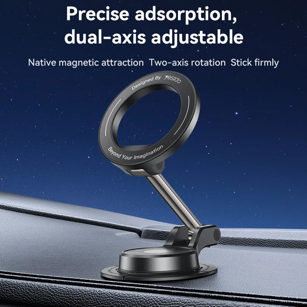 Yesido - Car Holder (C218) - Magnetic, for Dashboard, Dual-axis Design, Compatible with MagSafe - Black