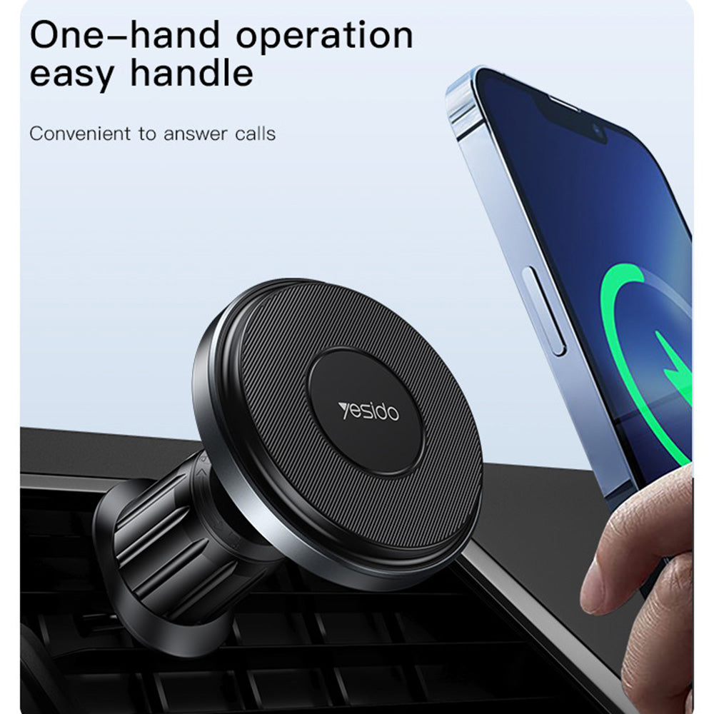 Yesido - Car Holder with Wireless Charging (C190) - for Windshield, 360°, Intelligent Identification, 15W - Black