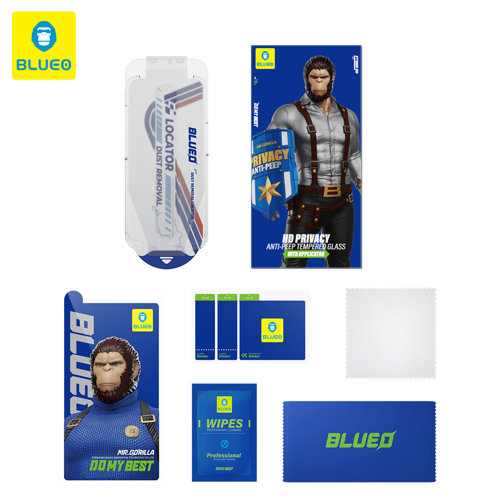 Blueo - Anti-Peep Privacy Glass with Applicator Pro - iPhone 14 Pro Max - Black