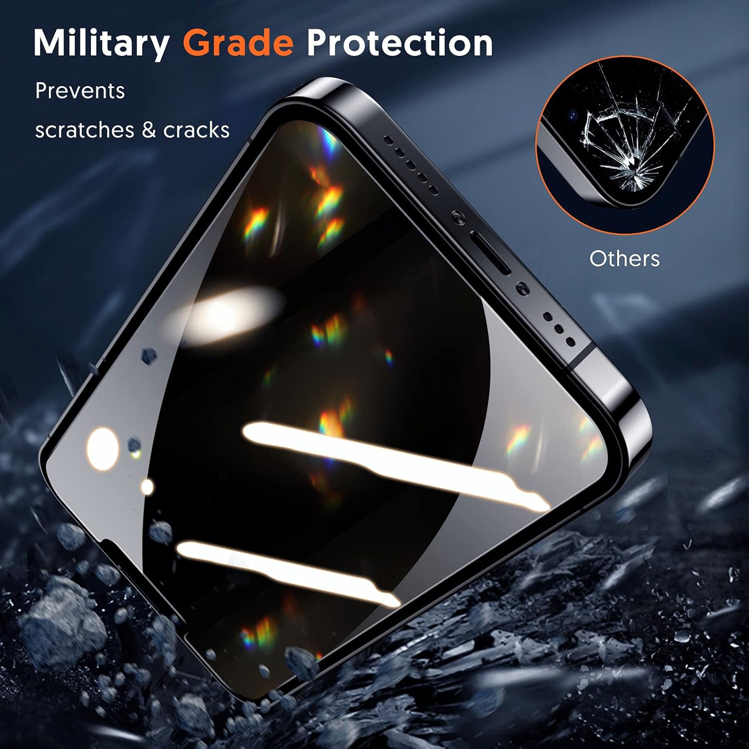 Blueo - Anti-Peep Privacy Glass with Applicator Pro - iPhone 14 Pro Max - Black