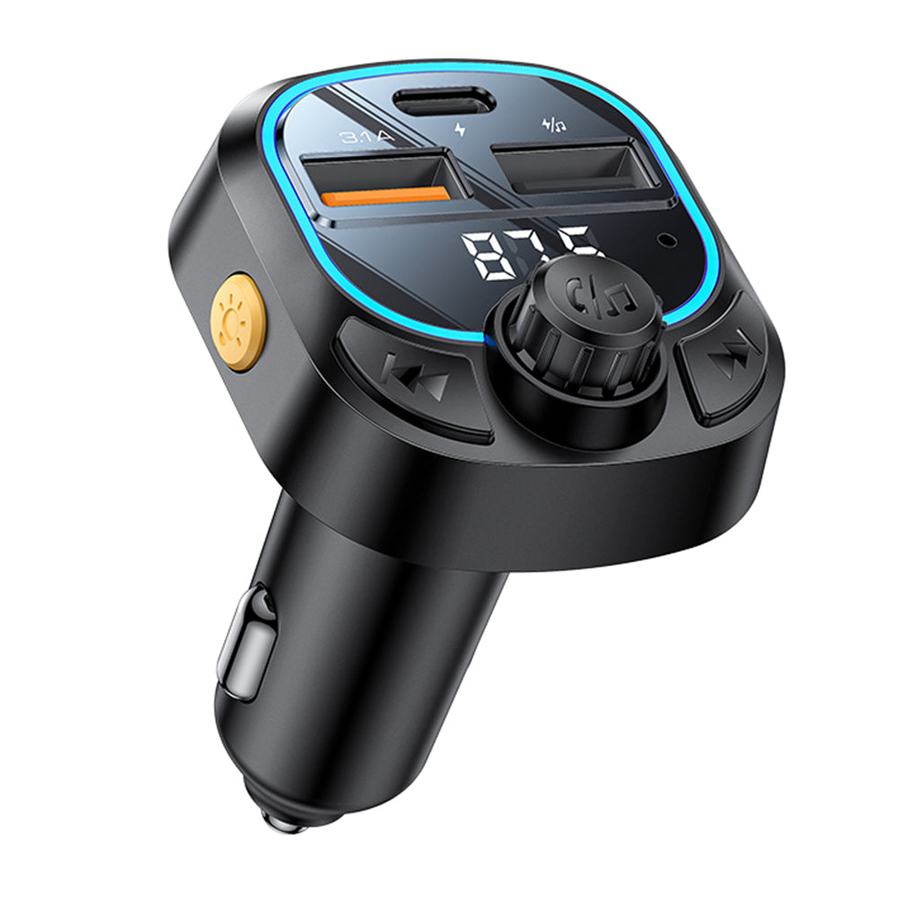 Yesido - FM Modulator and Auto - Moto > Ηλεκτρονικά & Ηλεκτρολογικά Αυτοκινήτου > Φορτιστές Αναπτήρα Αυτοκινήτου (Y70) - Dual-Port USB-C + USB-A, Bluetooth 5.3, 15W - Black
