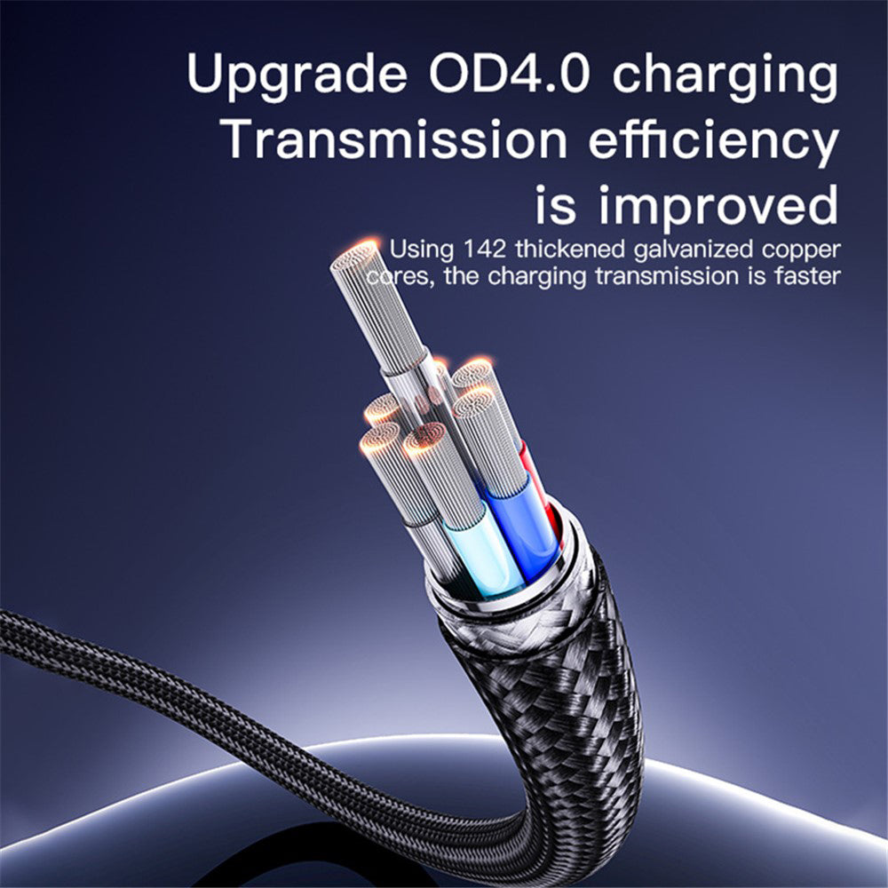 Yesido - Data Cable (CA130C) - USB to Type-C, Fast Charge, 18W, 3A, 480Mbps, CarPlay Compatible, Aluminum Alloy, 2m - Black