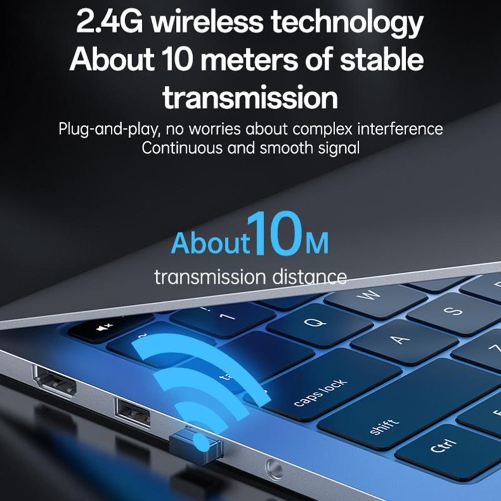 Yesido - Wireless Keyboard and Mouse Set (KB43) - 2.4GHz, 104 Keys, DPI:800-1000-1600, Fast Transmission, Low Latency - Black
