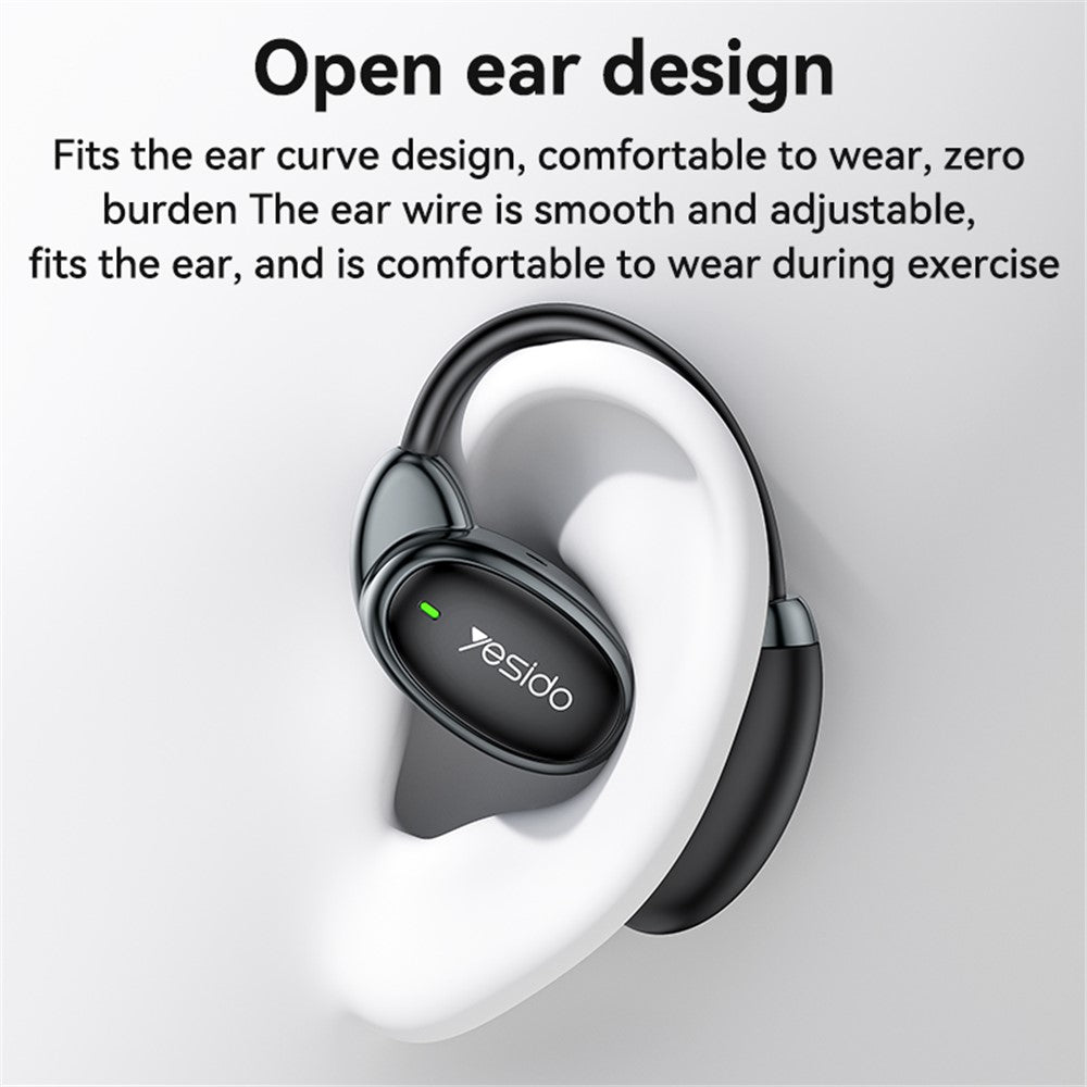 Yesido - Wireless Earbuds (YSP19 BL) - with Bluetooth V5.4, Open-ear Design, 400mAh, Type-C, 30hrs Working Time - Black