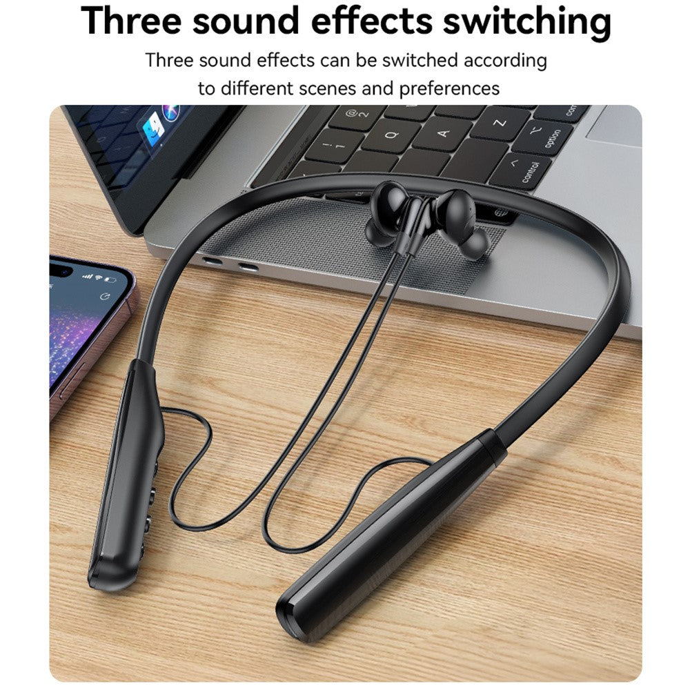 Yesido - Wireless Earbuds (YSP22) - Magnetic, Neckband Design, with Bluetooth V5.3, 500mAh, Type-C - Black