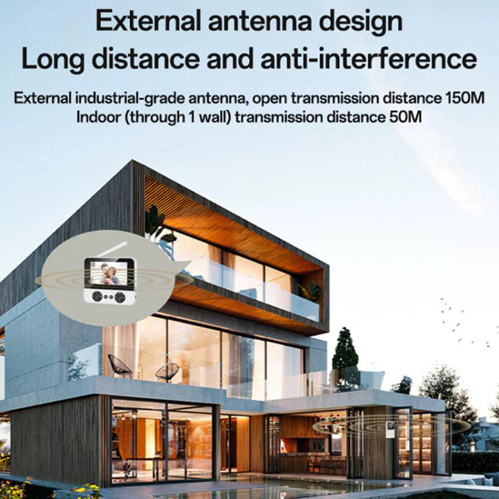 Yesido - Wireless Video Intercom Doorbell (KM27) - 2.4G, 2K HD 1080*720px, 1000mAh, 4.3" TFT Screen, UK Plug - White