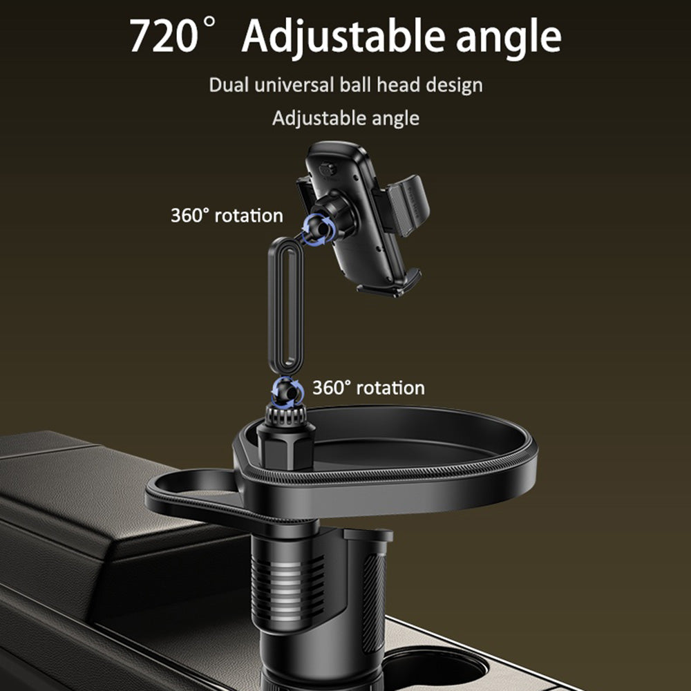 Yesido - Car Holder 4in1 (C274) - Cup Storage, Phone Mount and Sundries Storage, 720° Adjustable Angle, 4.7-7.2" - Black