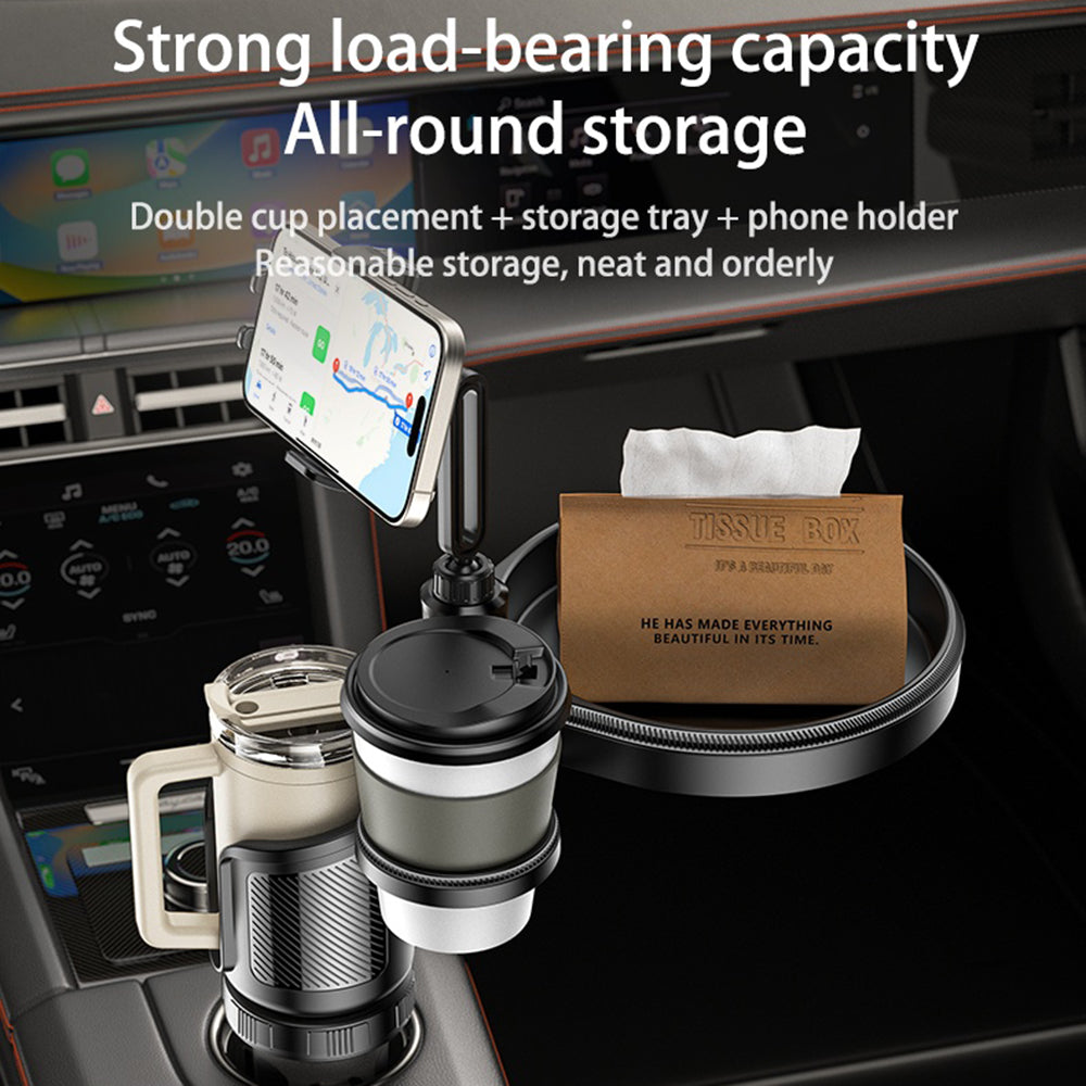 Yesido - Car Holder 4in1 (C274) - Cup Storage, Phone Mount and Sundries Storage, 720° Adjustable Angle, 4.7-7.2" - Black