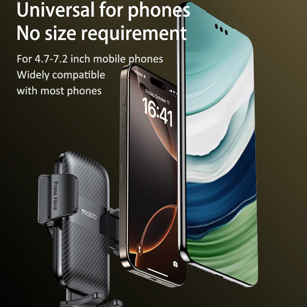 Yesido - Car Holder 4in1 (C274) - Cup Storage, Phone Mount and Sundries Storage, 720° Adjustable Angle, 4.7-7.2" - Black