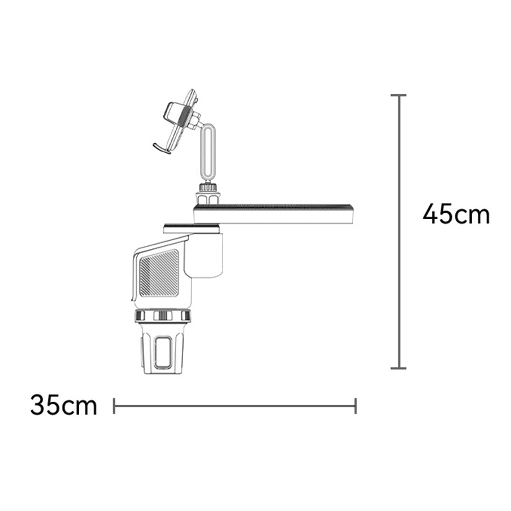 Yesido - Car Holder 4in1 (C274) - Cup Storage, Phone Mount and Sundries Storage, 720° Adjustable Angle, 4.7-7.2" - Black