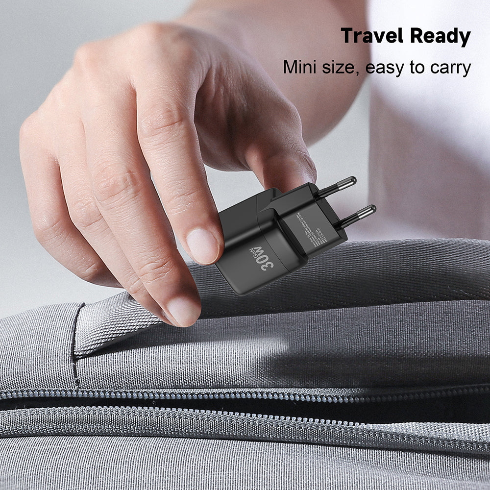 Lito - Wall Charger (LC11) - Type-C Output, PD30W, GaN, Real Time Protection, EU Plug - Black