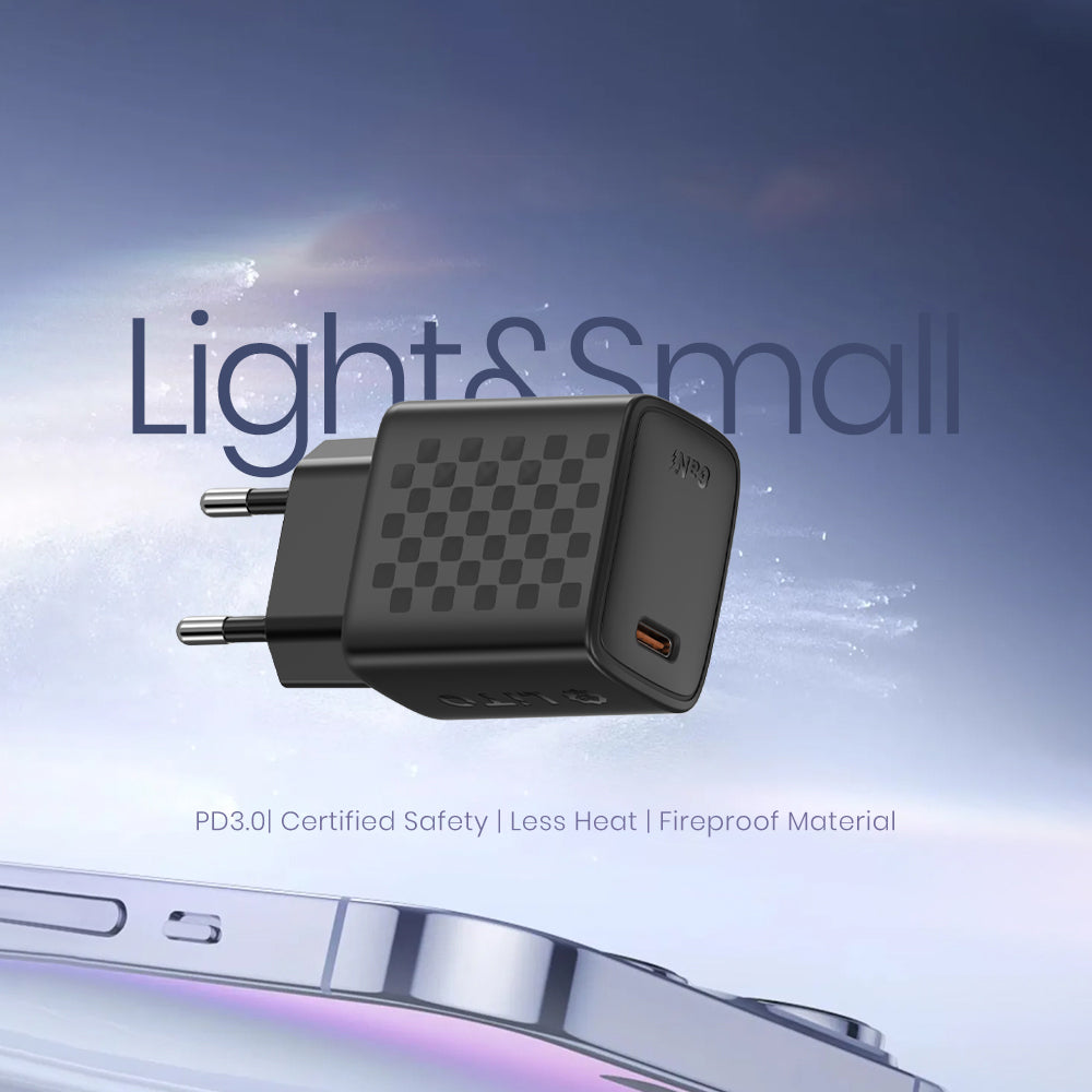 Lito - Wall Charger (LC17) - Type-C Output, PD30W, GaN, PC Fireproof, EU Plug - Black