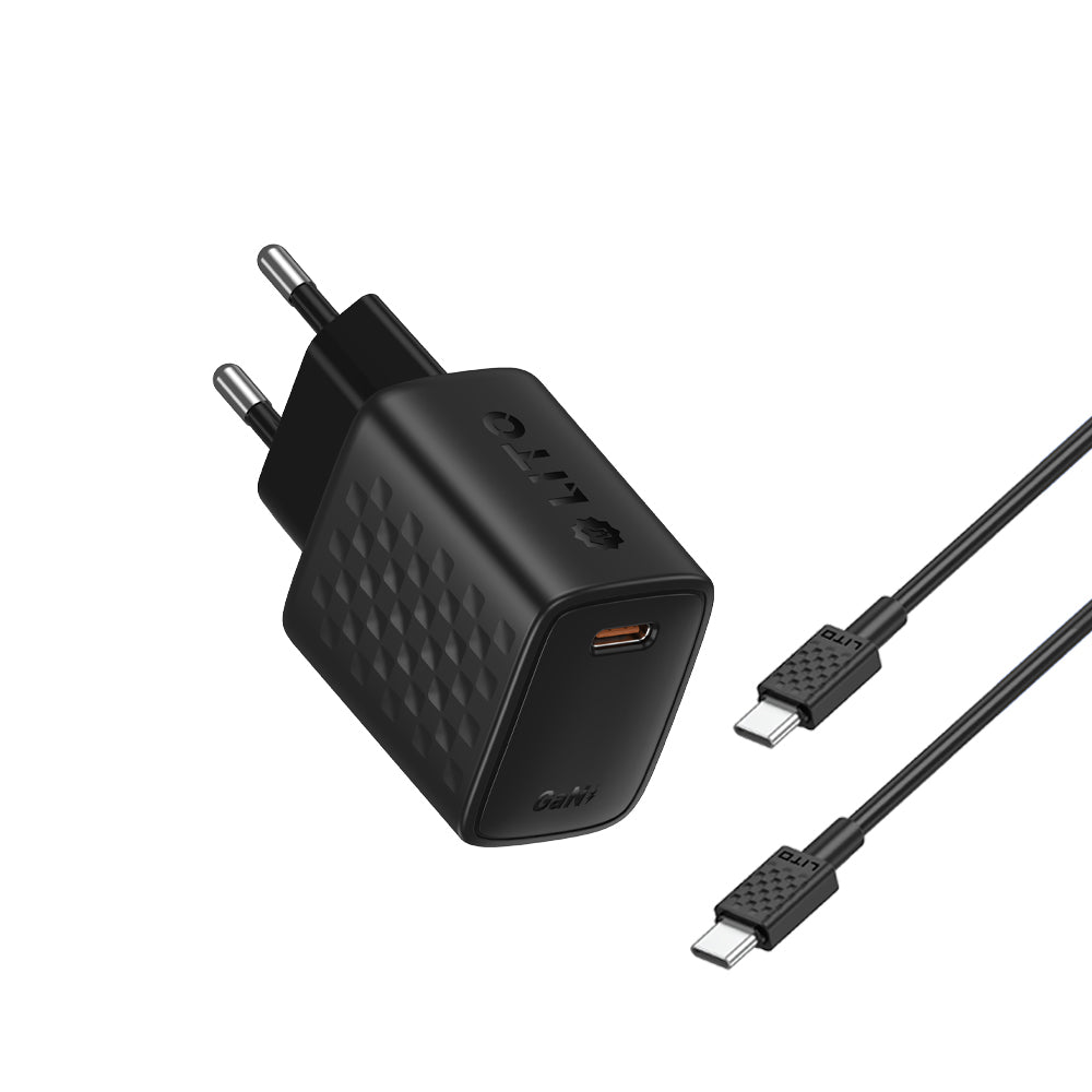 Lito - Wall Charger (LC17) - Type-C Output, PD30W, GaN, PC Fireproof, EU Plug - Black
